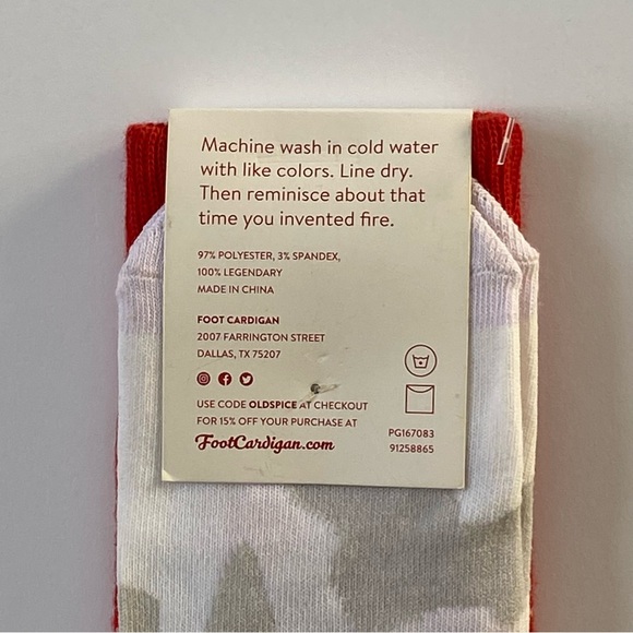 Old Spice Mens Socks For Your Manly Feet Foot Cardigan Red One Pair New with tag - Picture 4 of 8